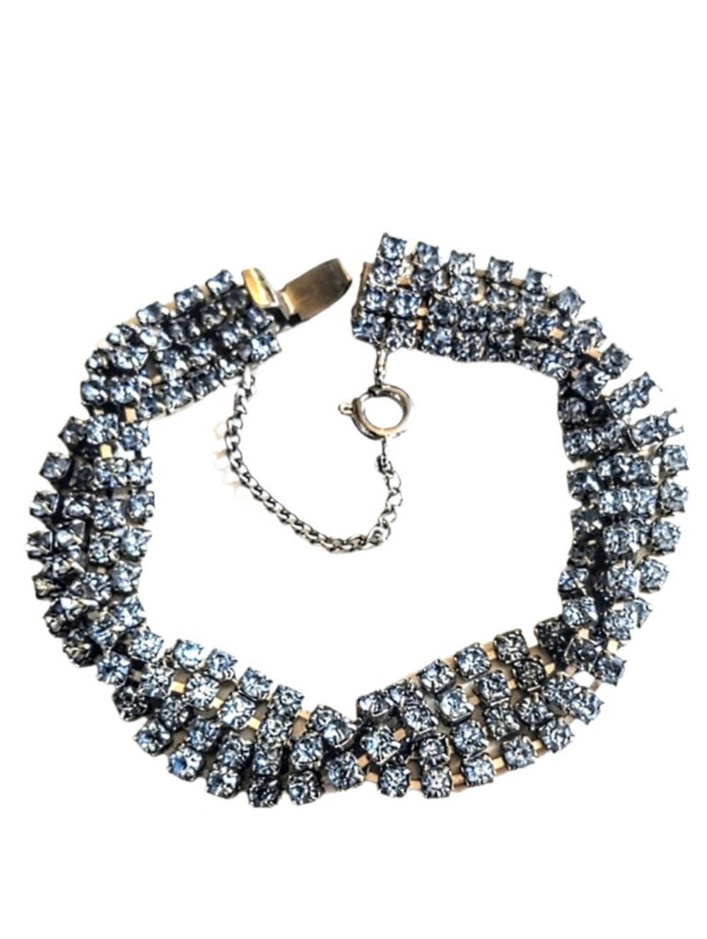 💙 Vintage Estate Designer Elizabeth Morrey Braided Blue Rhinestone Bracelet